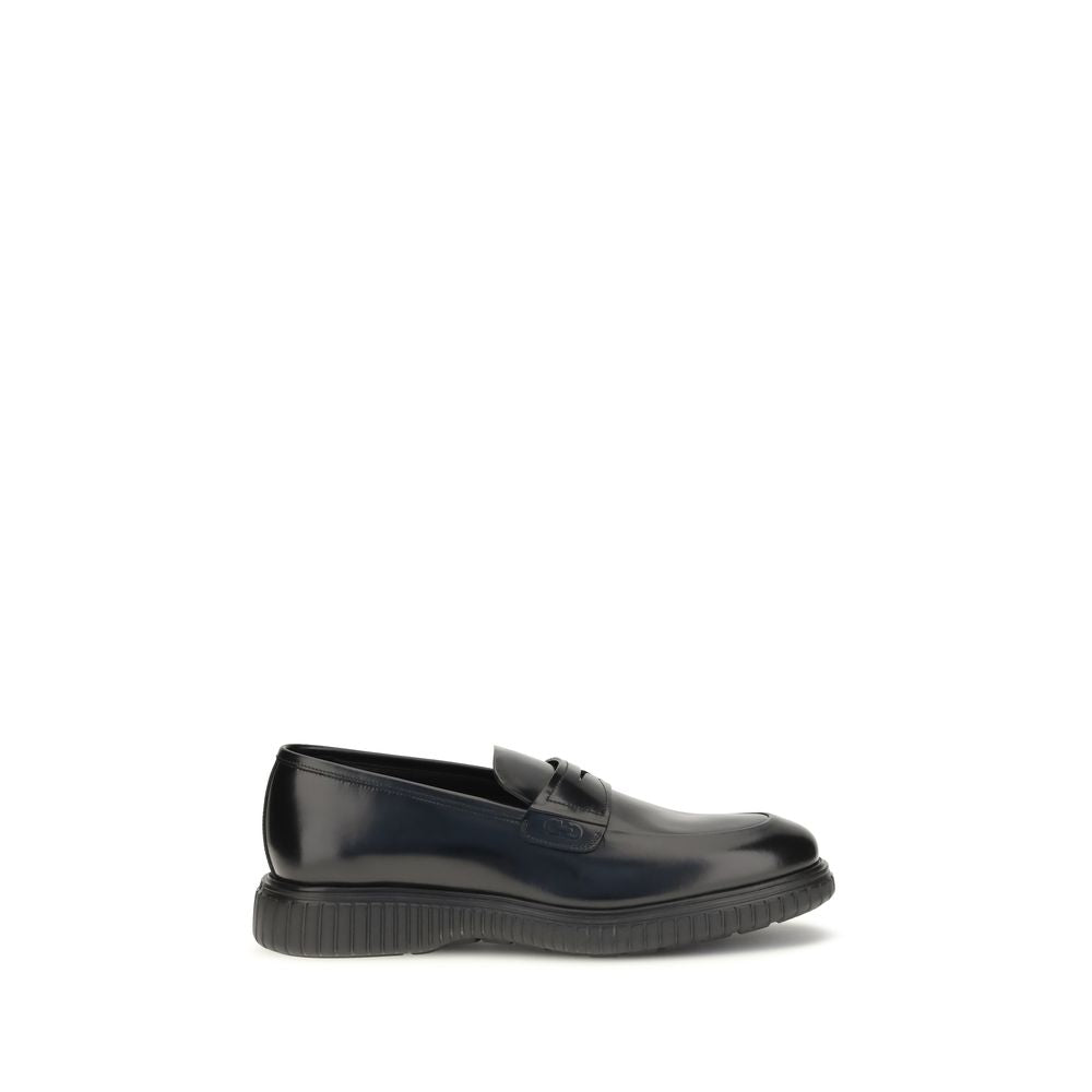 Black Calf Leather Bos Taurus Slip-On Loafers