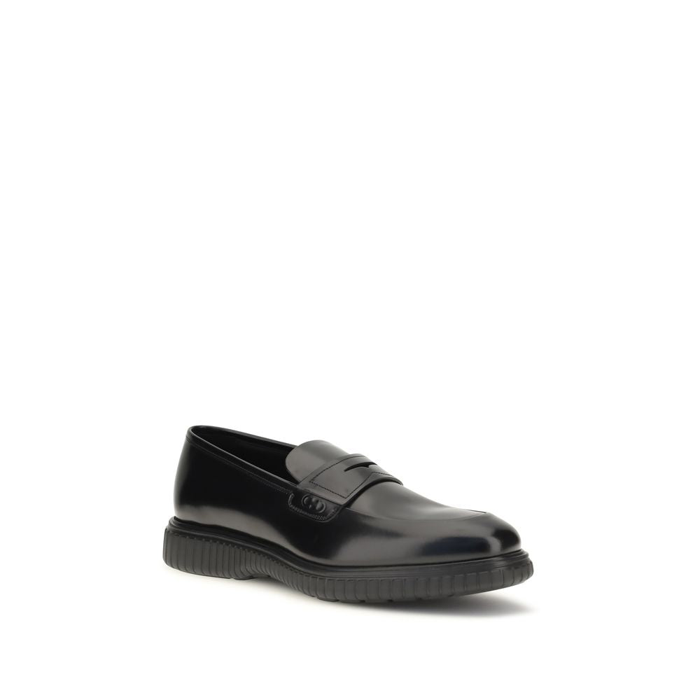 Black Calf Leather Bos Taurus Slip-On Loafers