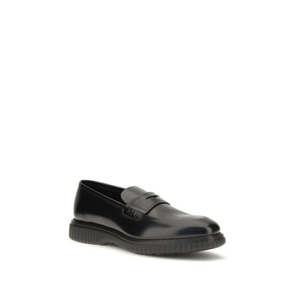 Black Calf Leather Bos Taurus Slip-On Loafers
