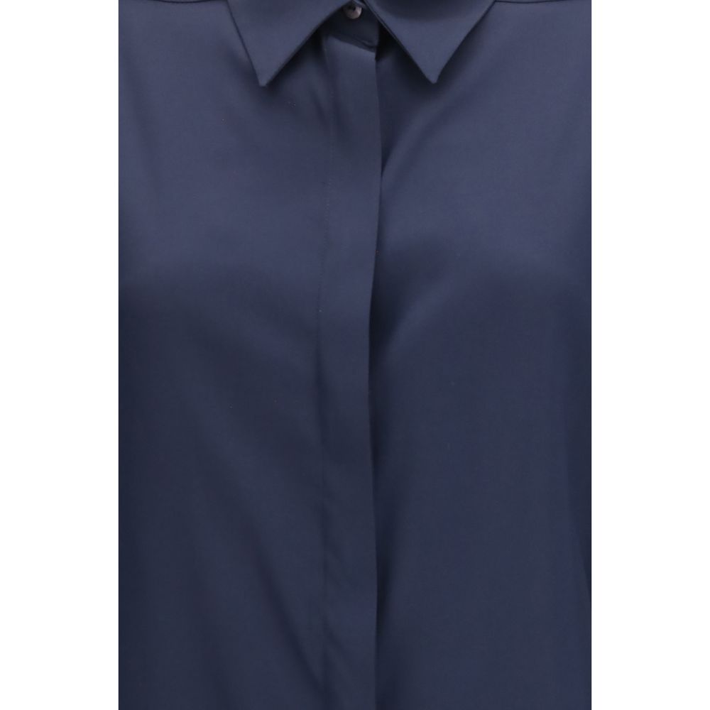 Blue Silk Dress Shirt
