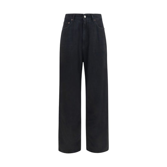 Black Cotton Straight-Leg Jeans
