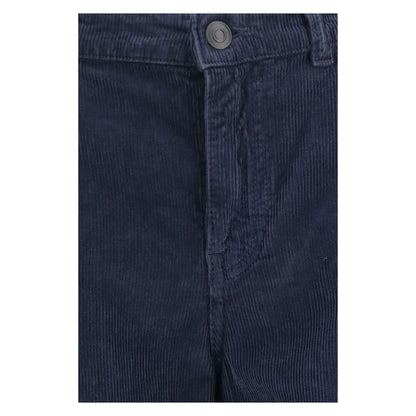 Blue Cotton Casual Pants