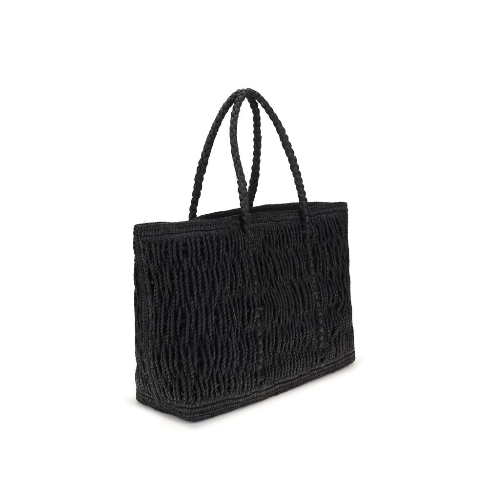 Black Raffia Shoulder Bag