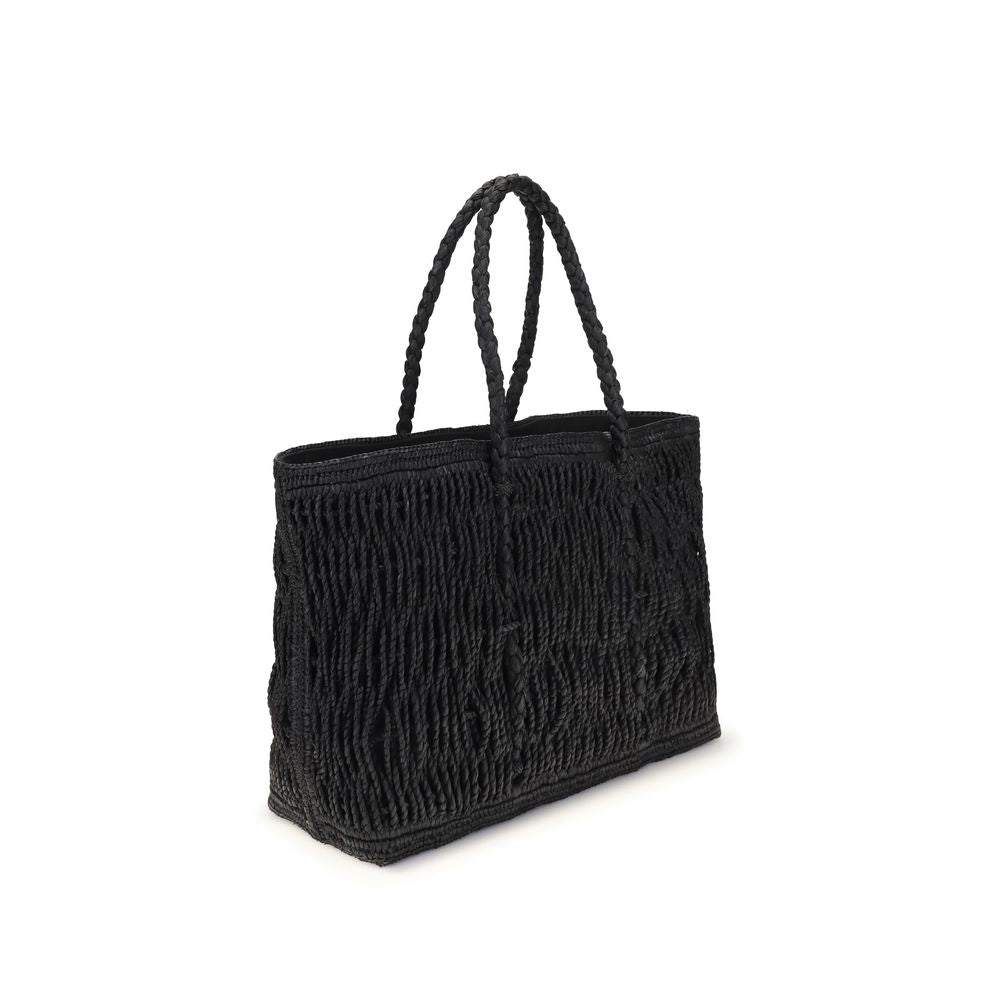 Black Raffia Shoulder Bag