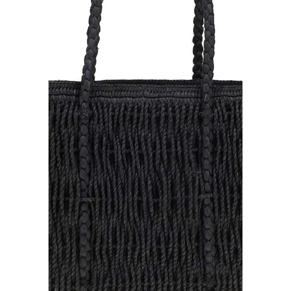 Black Raffia Shoulder Bag