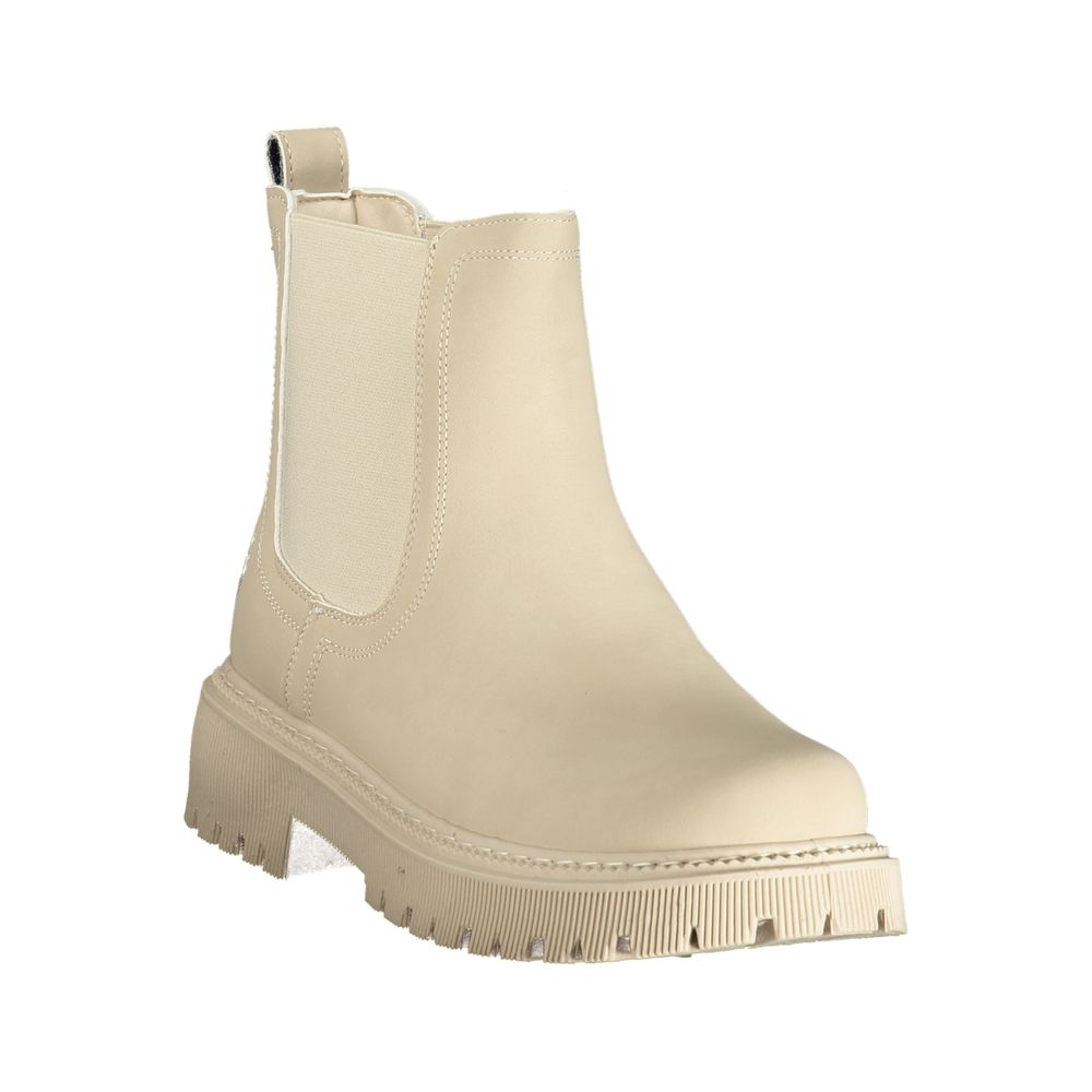 Beige Polyurethane Women's Booties