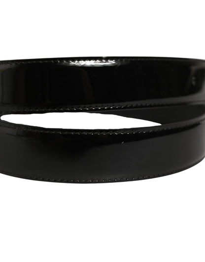 Black Patent Leather Gold Metal Buckle Belt