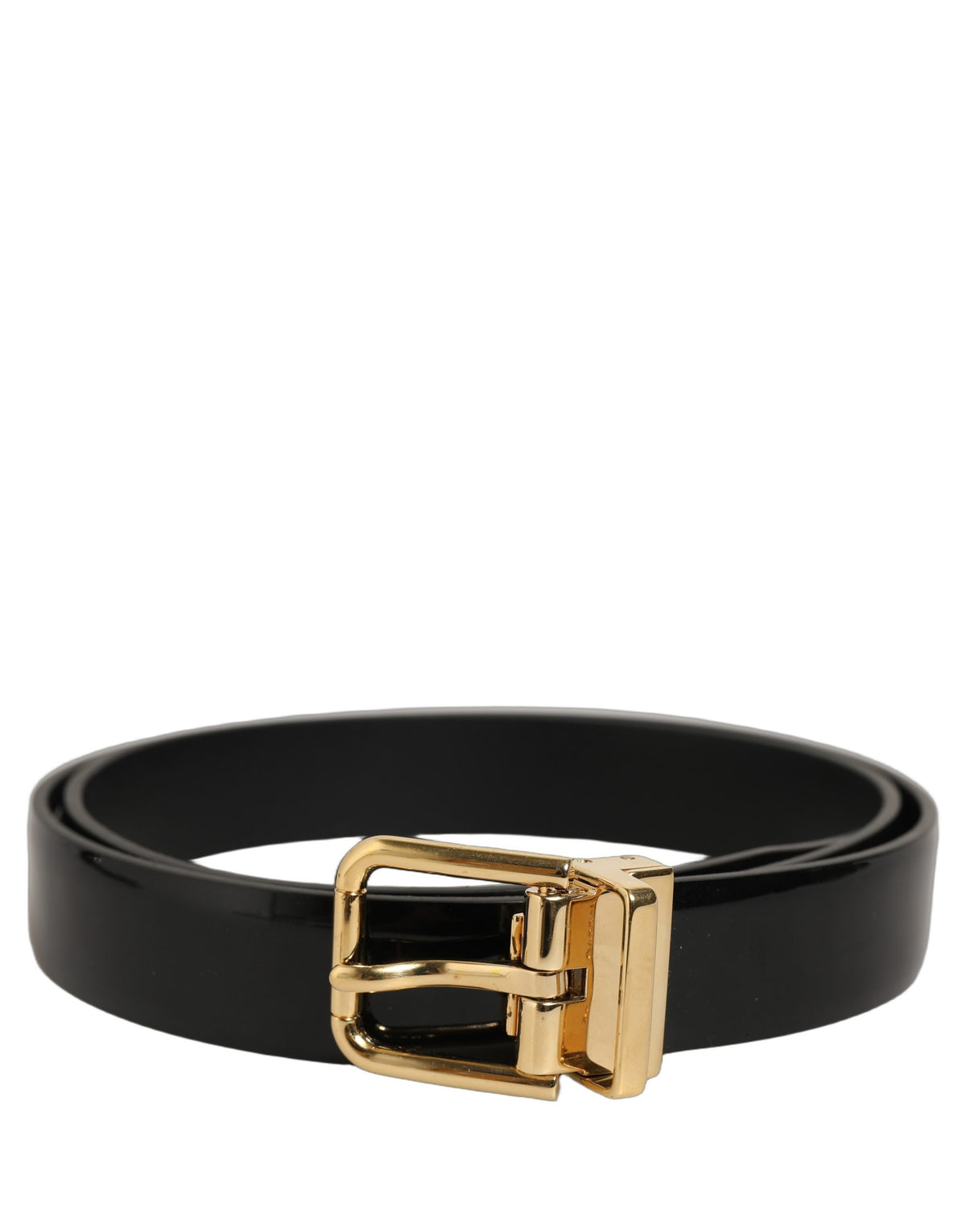Black Classic Leather Gold Tone Buckle Belt