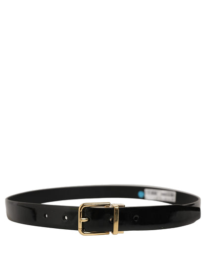 Black Classic Leather Gold Tone Buckle Belt