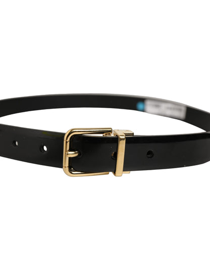 Black Classic Leather Gold Tone Buckle Belt