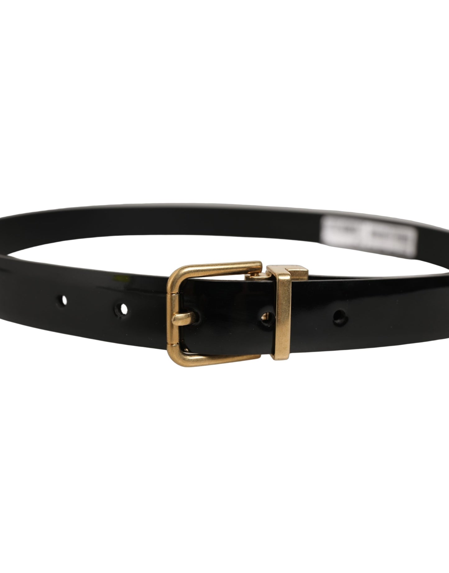 Black Classic Leather Gold Tone Buckle Belt