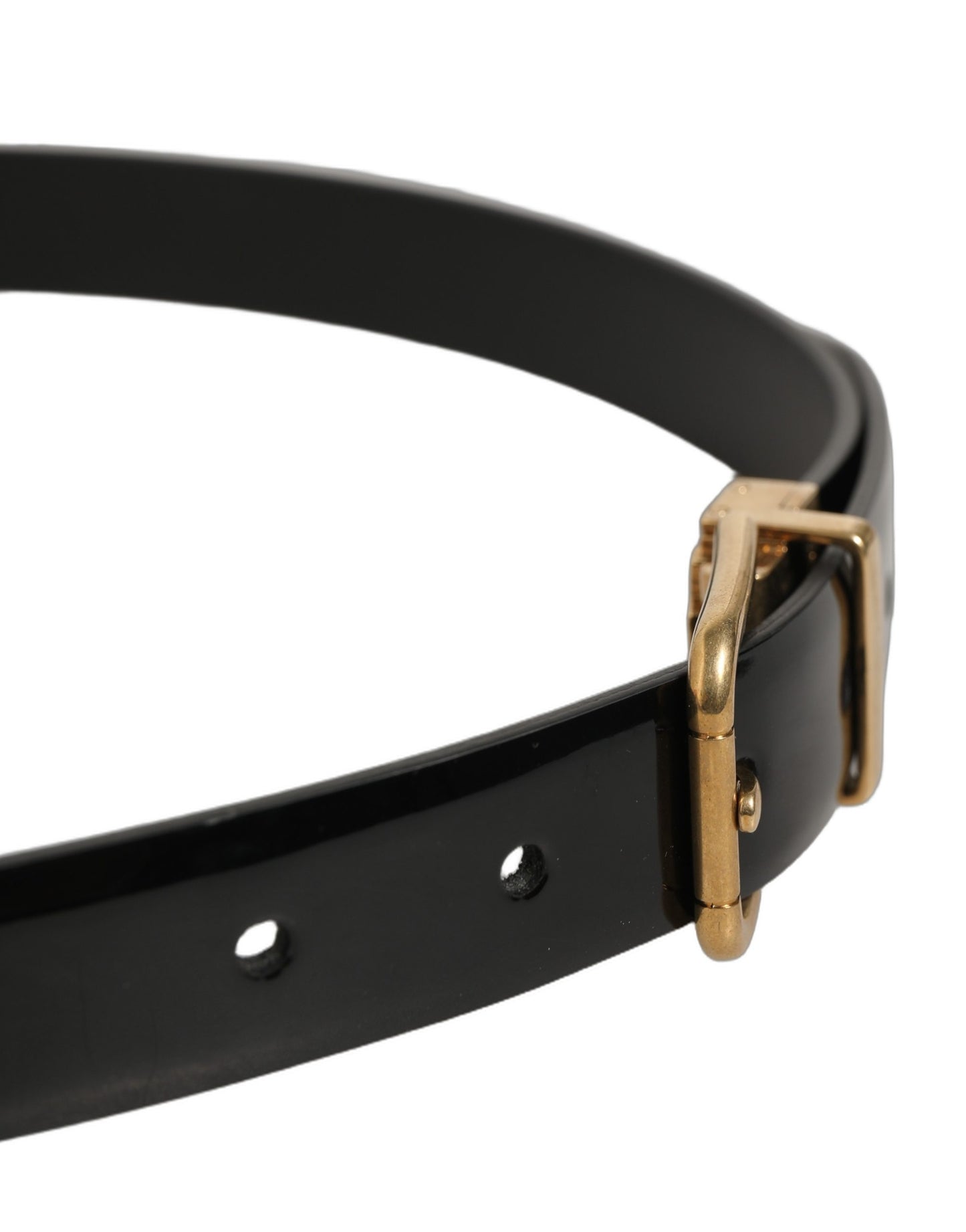 Black Classic Leather Gold Tone Buckle Belt