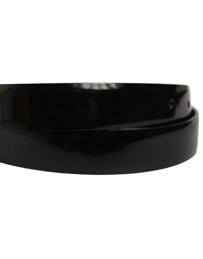 Black Classic Leather Gold Tone Buckle Belt