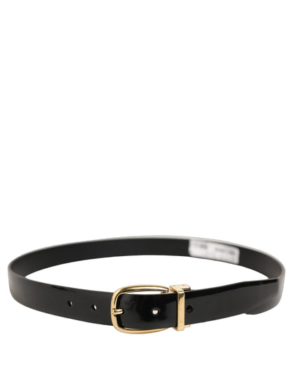 Black Classic Leather Gold Tone Buckle Belt