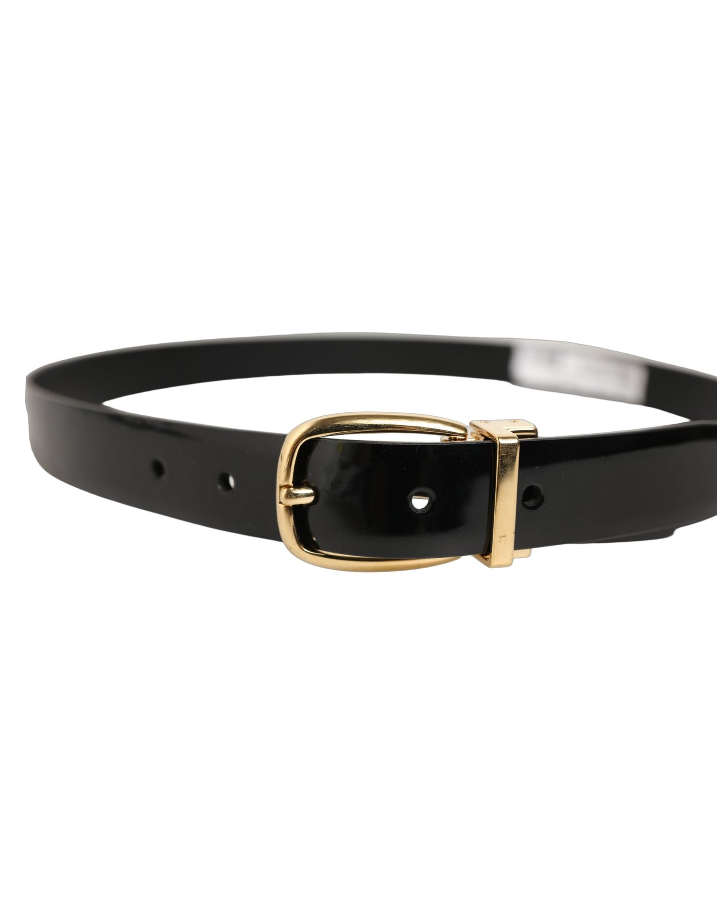 Black Classic Leather Gold Tone Buckle Belt