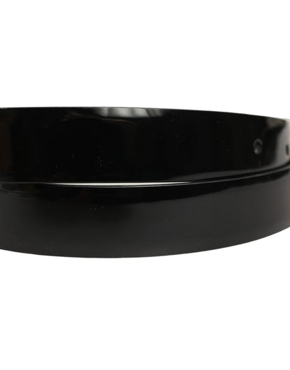 Black Classic Leather Gold Tone Buckle Belt