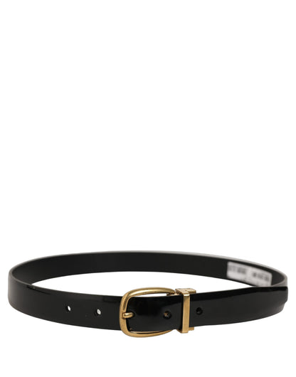 Black Classic Leather Gold Tone Buckle Belt