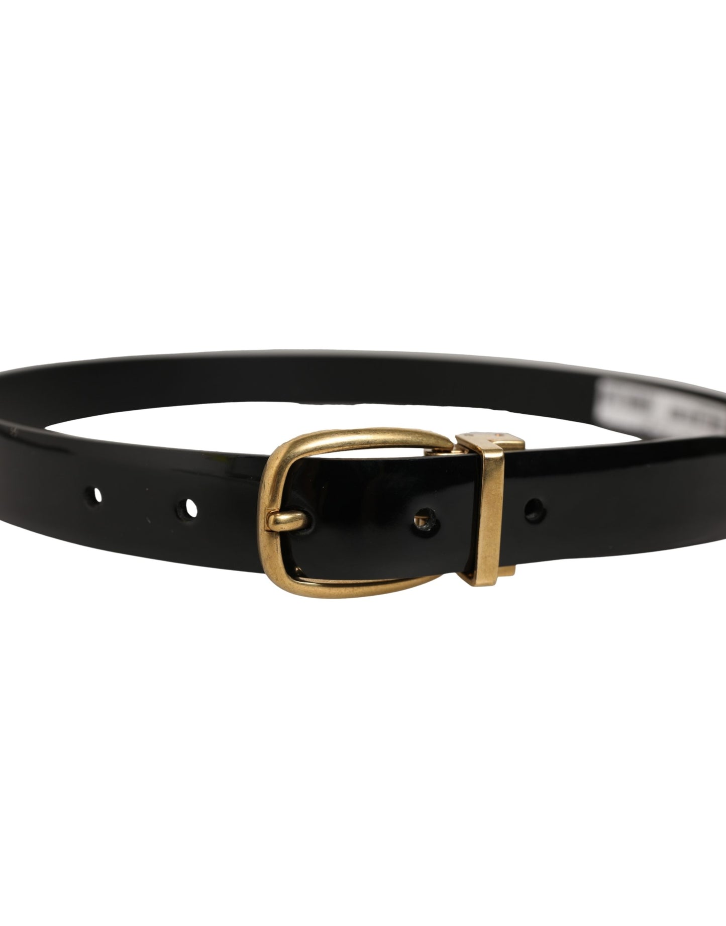 Black Classic Leather Gold Tone Buckle Belt