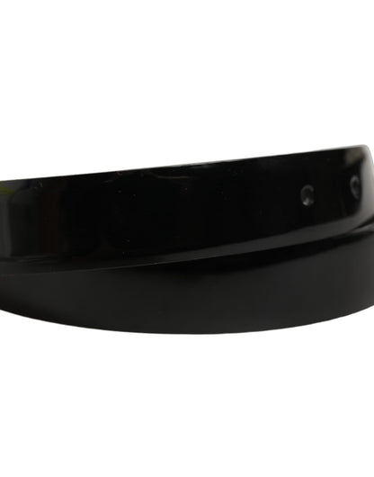 Black Classic Leather Gold Tone Buckle Belt