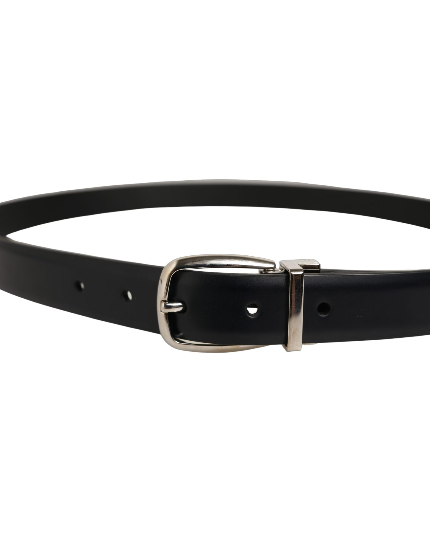 Blue Calf Leather Silver Metal Buckle Belt