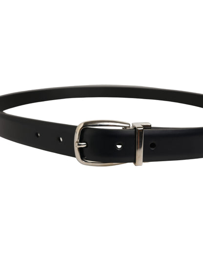Blue Calf Leather Silver Metal Buckle Belt