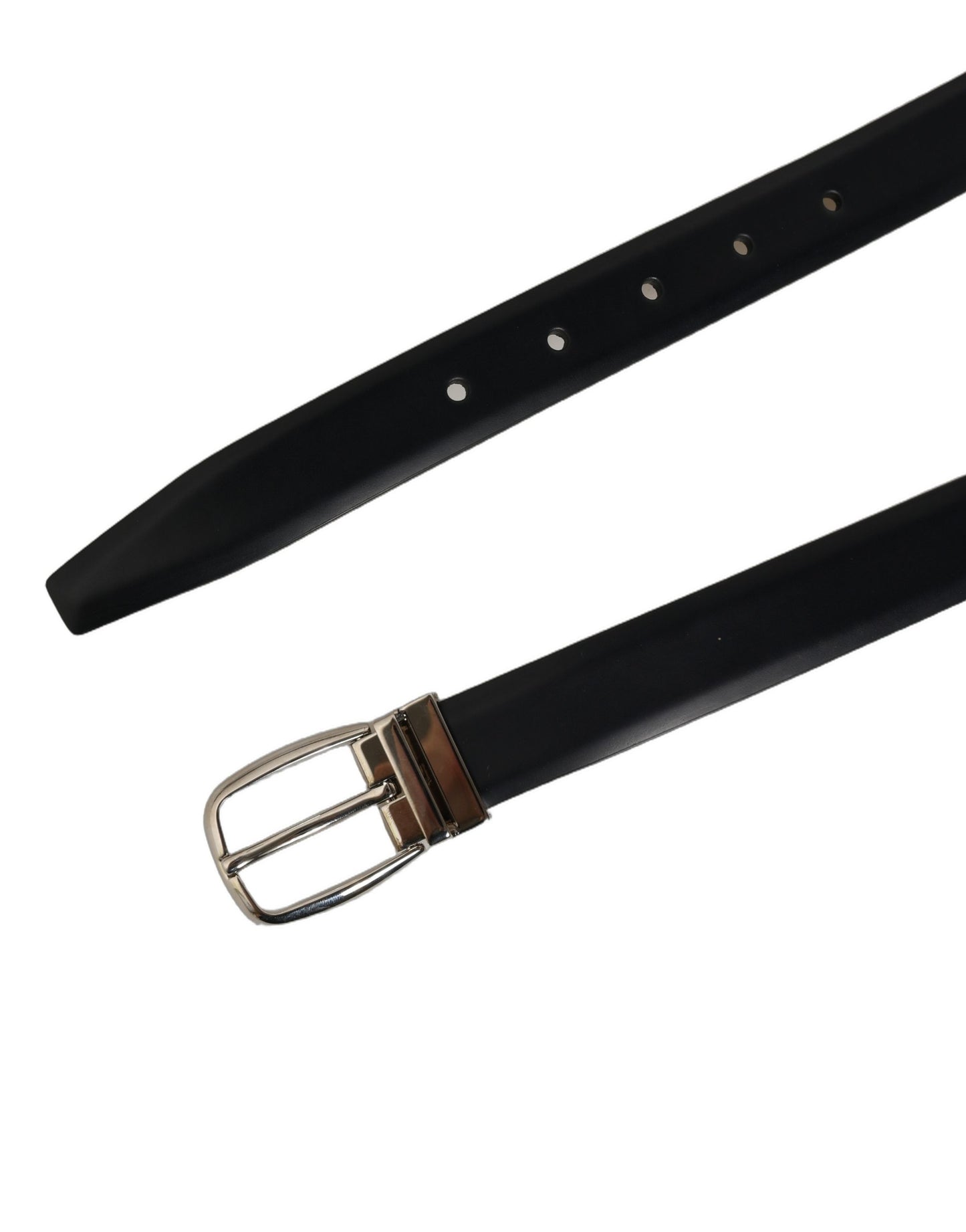 Blue Calf Leather Silver Metal Buckle Belt