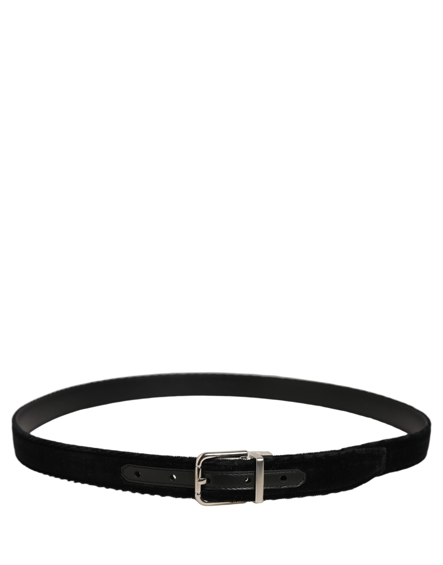 Black Velvet Silver Tone Metal Buckle Belt