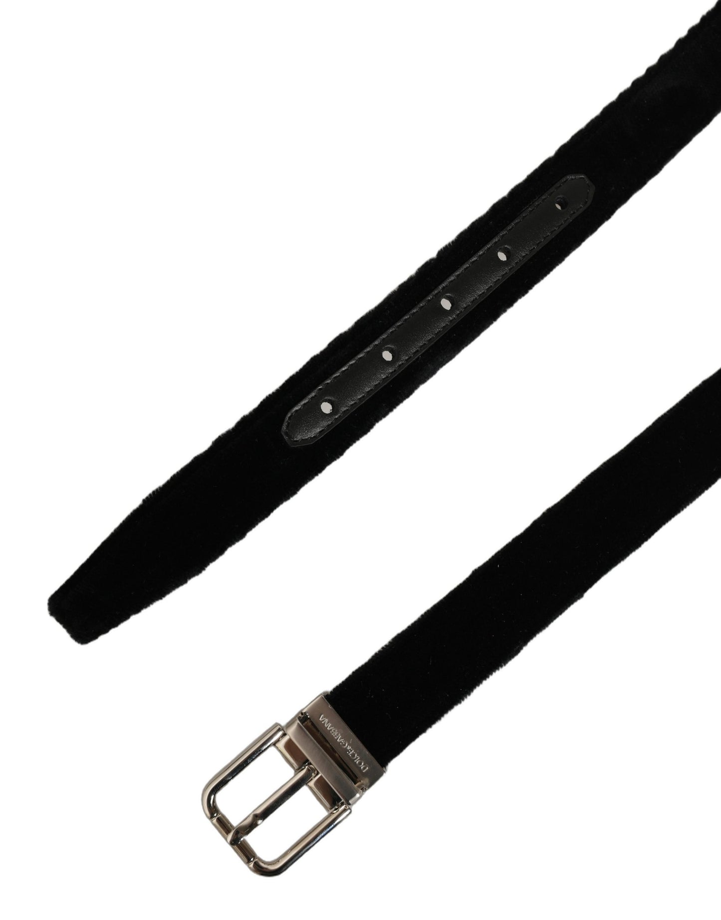 Black Velvet Silver Tone Metal Buckle Belt