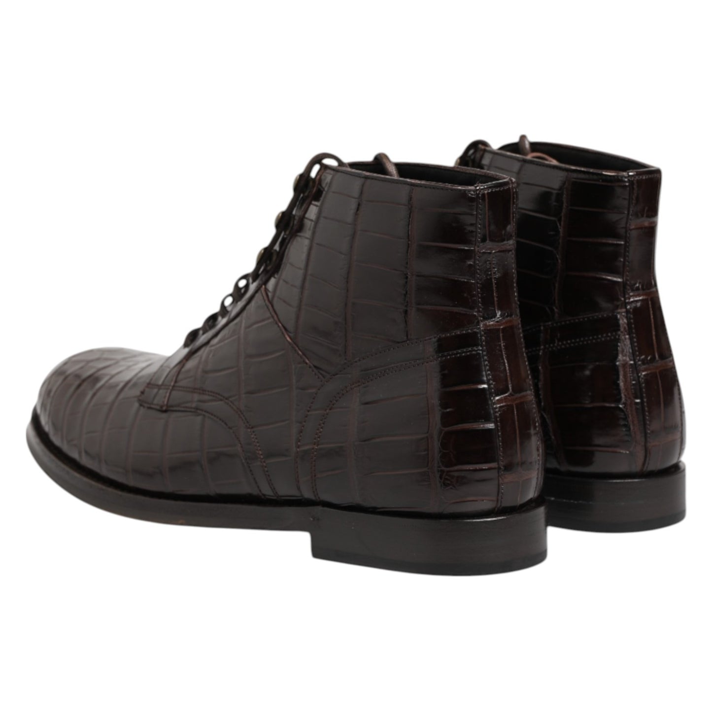 Dark Brown Leather Lace Up Short Boots Shoes