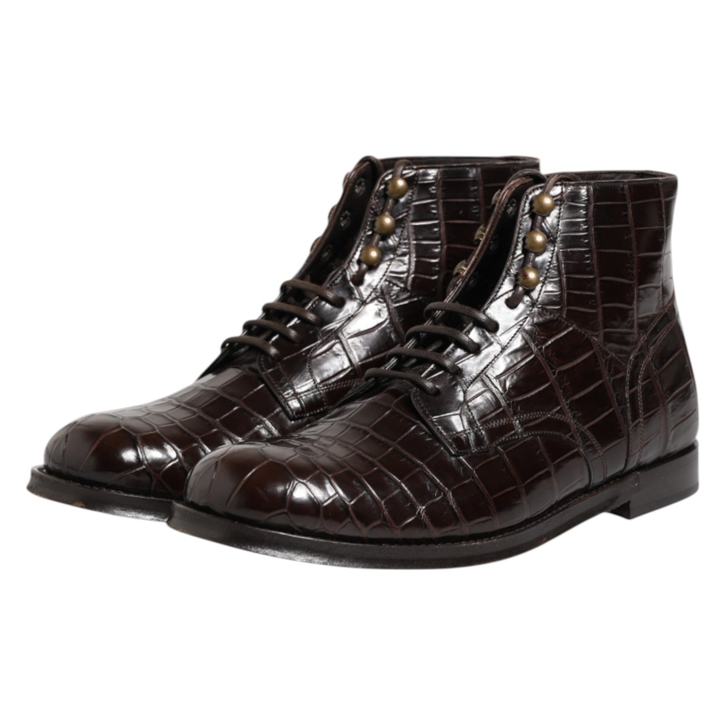Dark Brown Leather Lace Up Short Boots Shoes