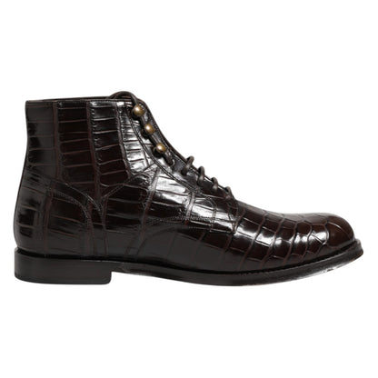 Dark Brown Leather Lace Up Short Boots Shoes