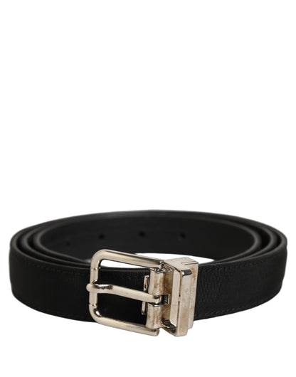 Black Classic Leather Silver Tone Buckle Belt