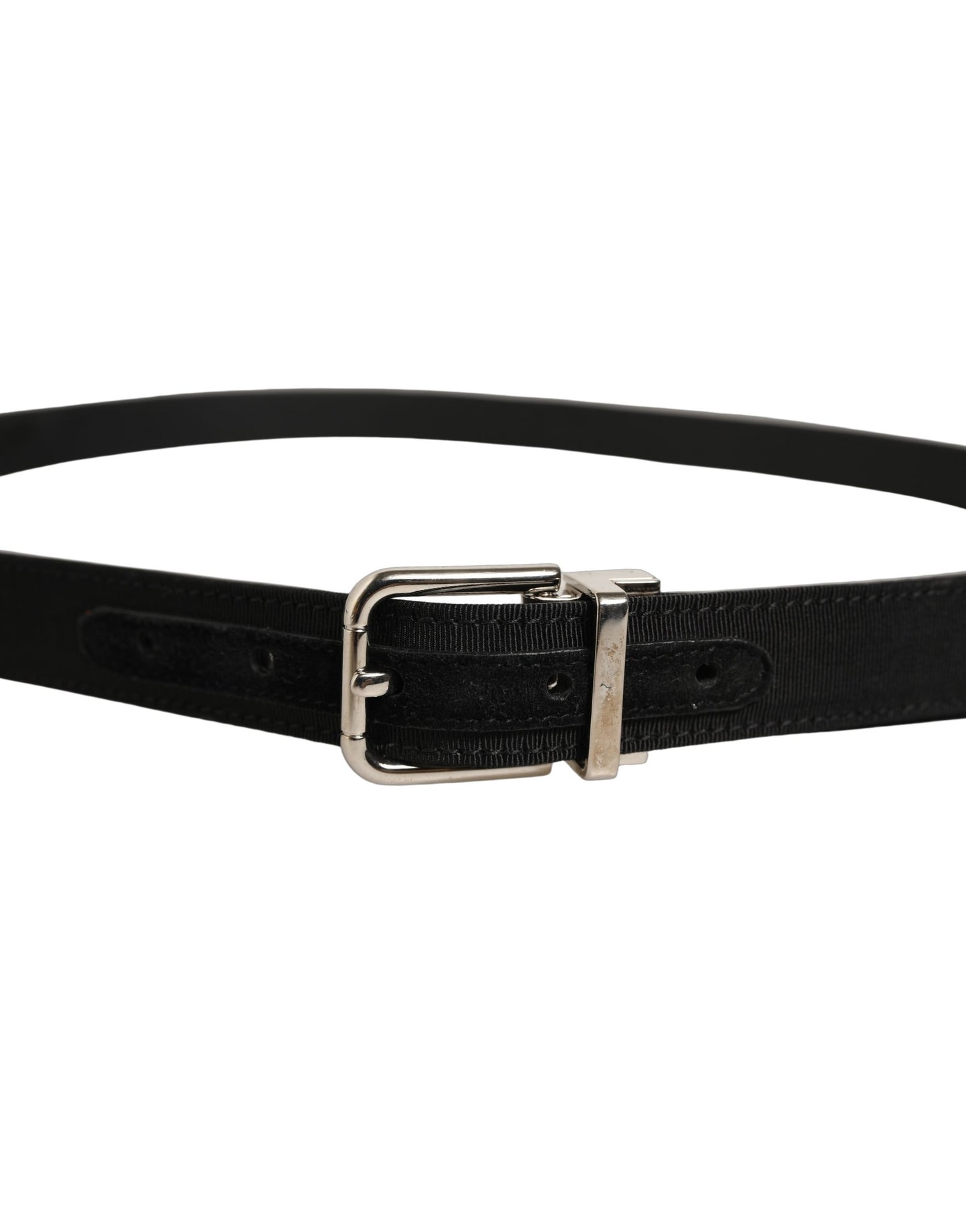 Black Classic Leather Silver Tone Buckle Belt