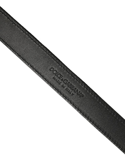 Black Classic Leather Silver Tone Buckle Belt