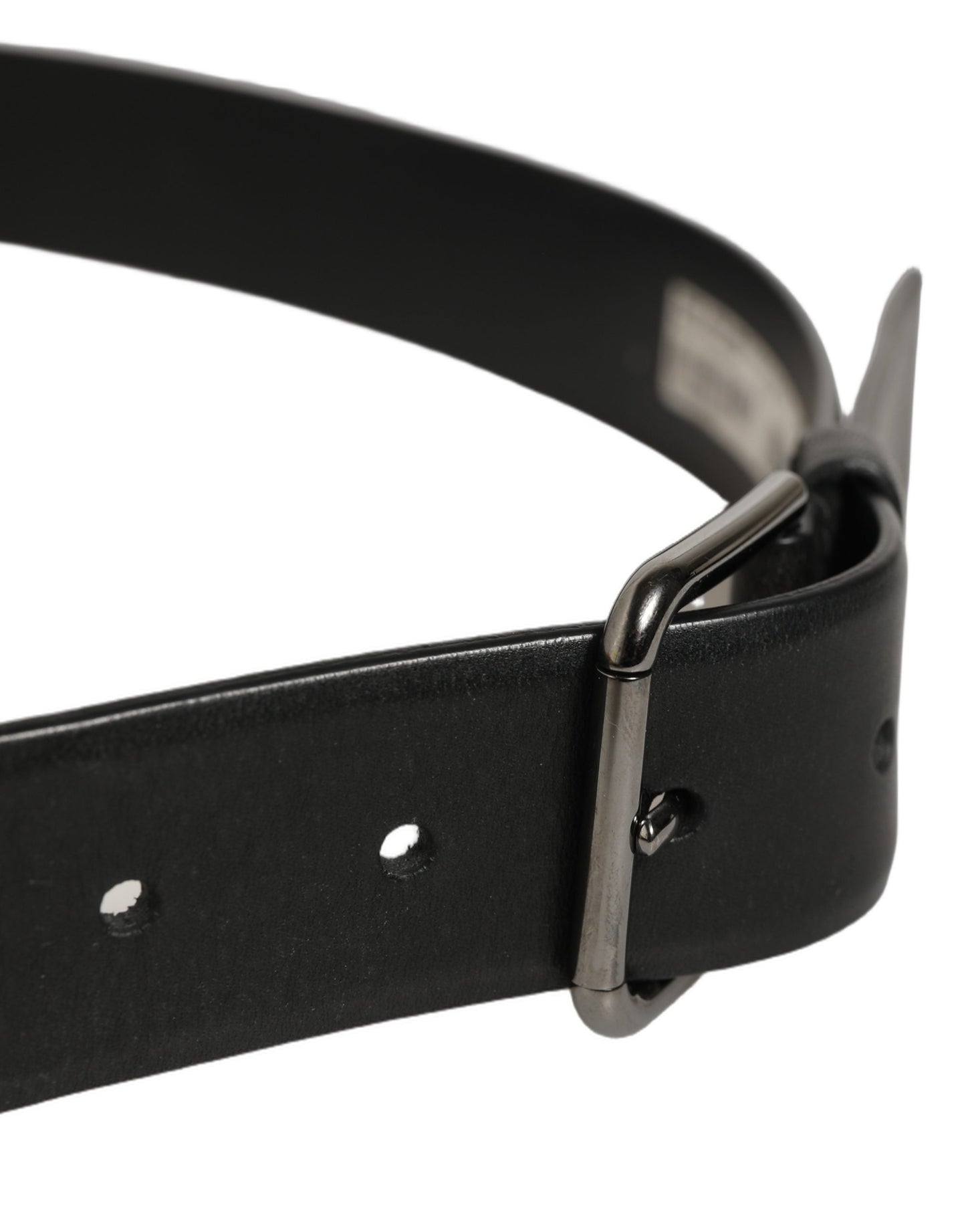 Black Calf Leather Classic Silver Buckle Belt