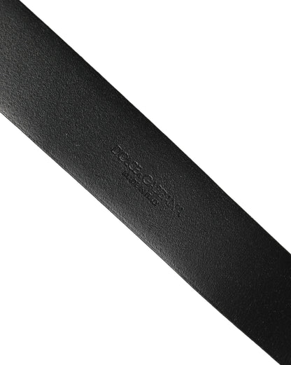 Black Calf Leather Classic Silver Buckle Belt