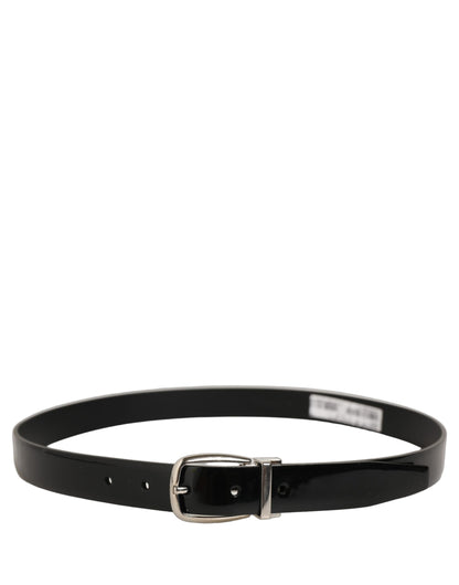 Black Classic Leather Silver Tone Buckle Belt