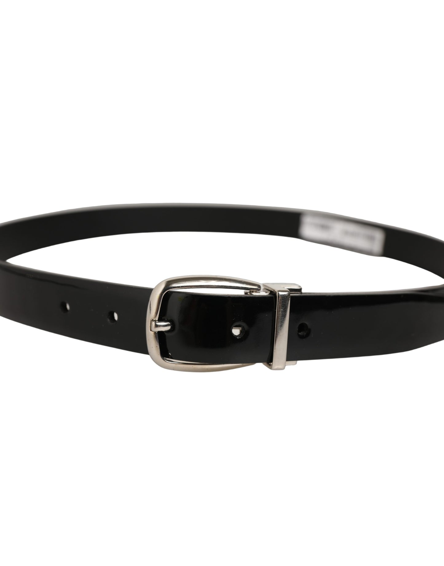 Black Classic Leather Silver Tone Buckle Belt