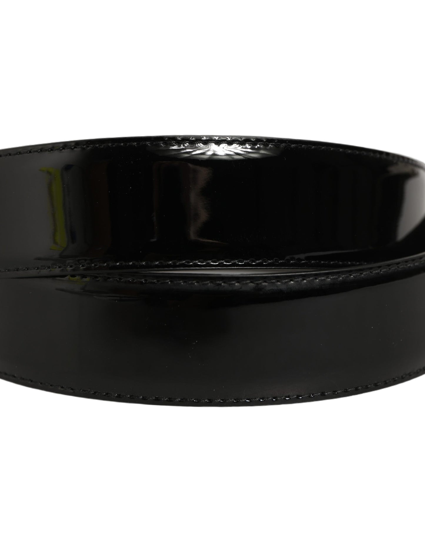 Black Patent Leather Silver Metal Buckle Belt