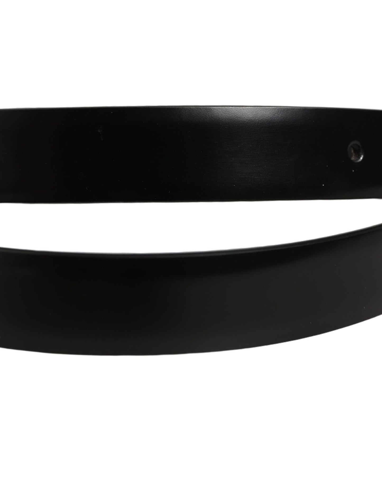 Black Leather Silver Tone Metal Buckle Belt