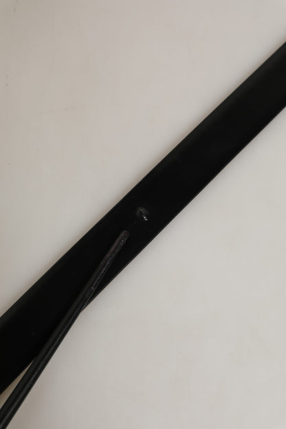 Black Leather Silver Tone Metal Buckle Belt