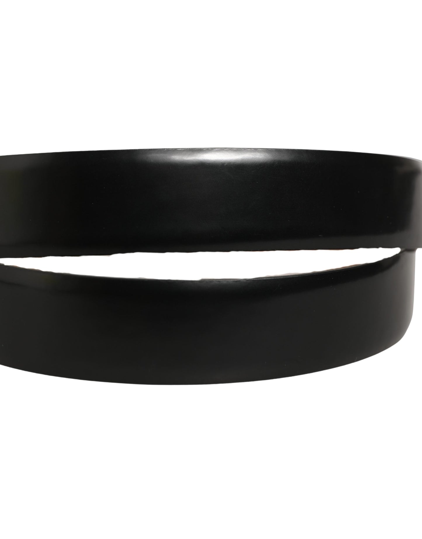 Black Calf Leather Silver Metal Buckle Belt