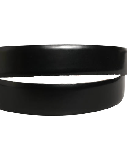 Black Calf Leather Silver Metal Buckle Belt