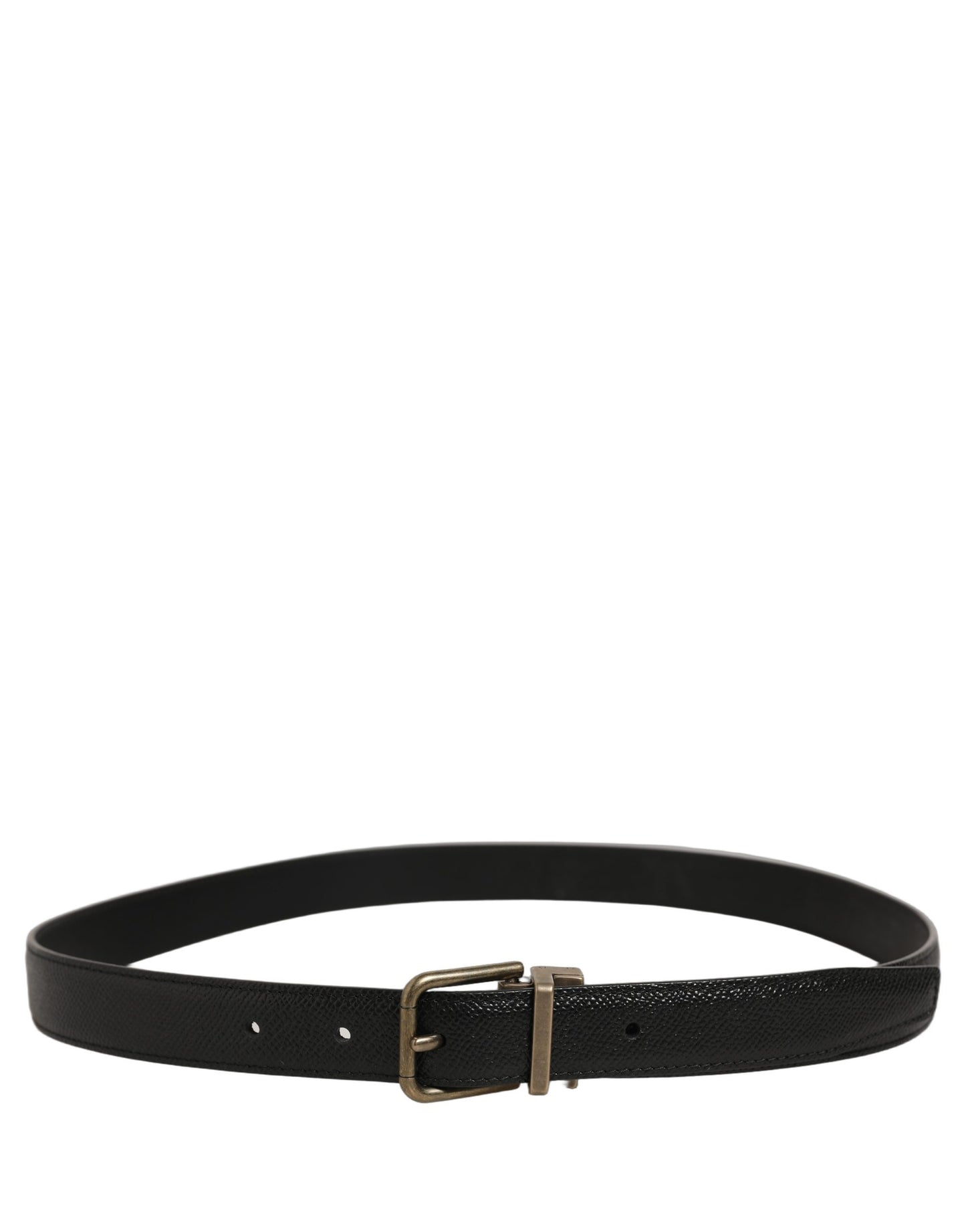 Men Black Calf Leather Gold Metal Buckle Belt