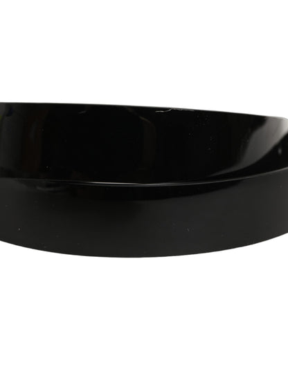 Black Classic Leather Silver Tone Buckle Belt