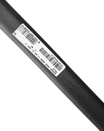 Black Classic Leather Silver Tone Buckle Belt