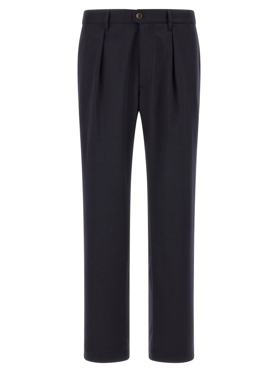 Blue Polyester Dress Pants