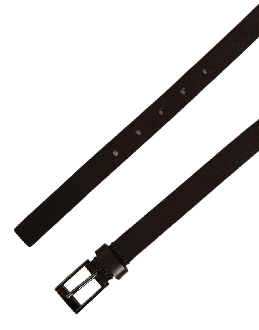 Brown Leather Double Wrap Metal Buckle Belt
