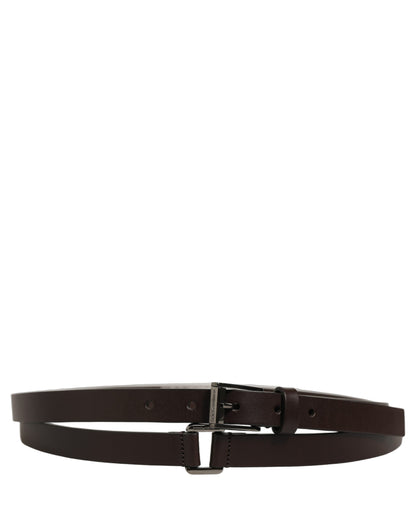 Brown Leather Double Wrap Metal Buckle Belt