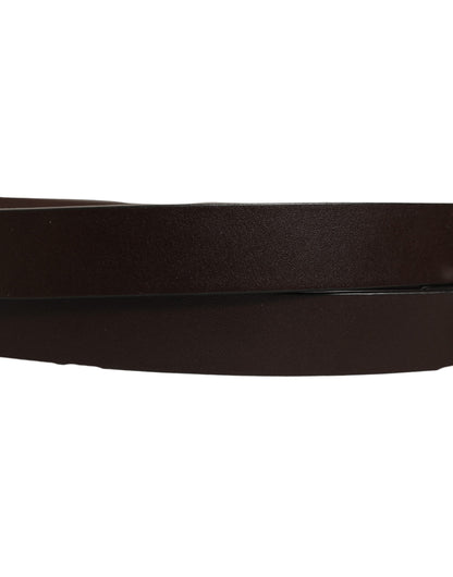Brown Leather Double Wrap Metal Buckle Belt